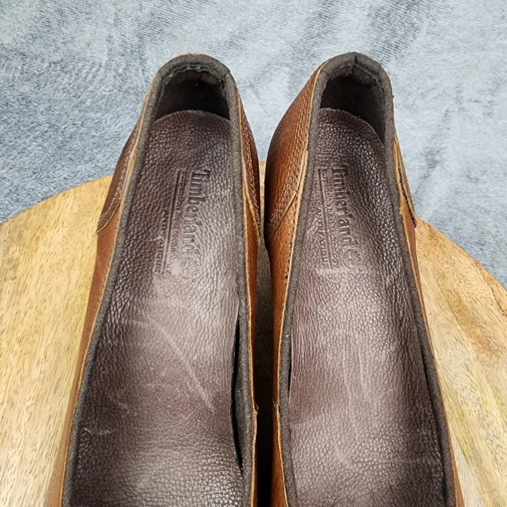 Timberland Pumps Women's 9.5 Wide Brown Leather Comfort Slip On Heels Shoes_6